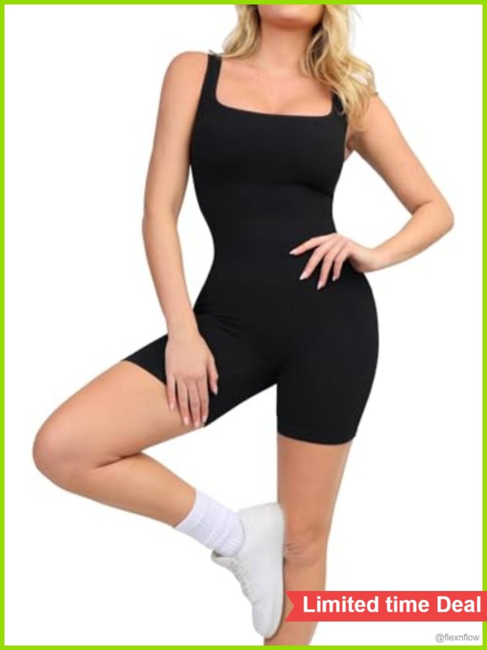 Popilush Shapewear Jumpsuit Sleeveless Square Neck Tummy Control